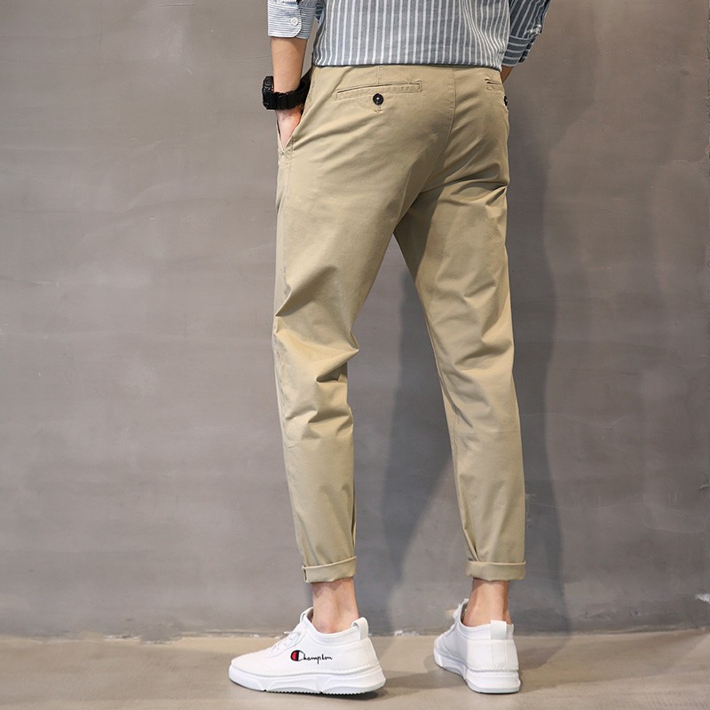 ワイドパンツ メンズ 綿混ストレッチ テーパード九分丈チノパンツ