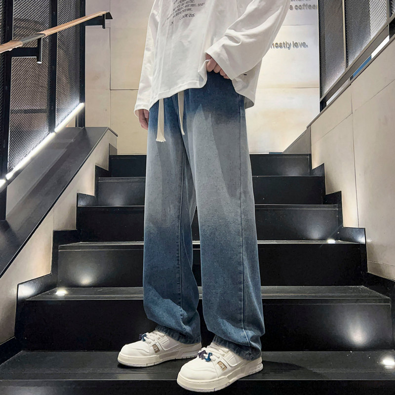 ワイドパンツ メンズ グラデーションウォッシュ加工ワイドジーンズ