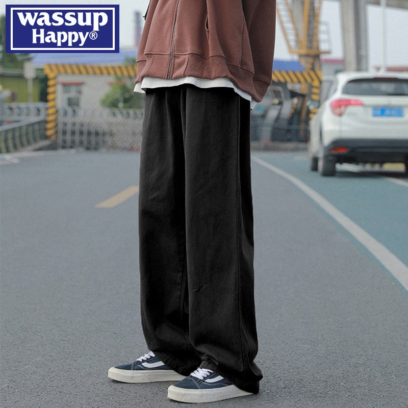 ワイドパンツ メンズ 綿素材ストレートシルエットワイドパンツ