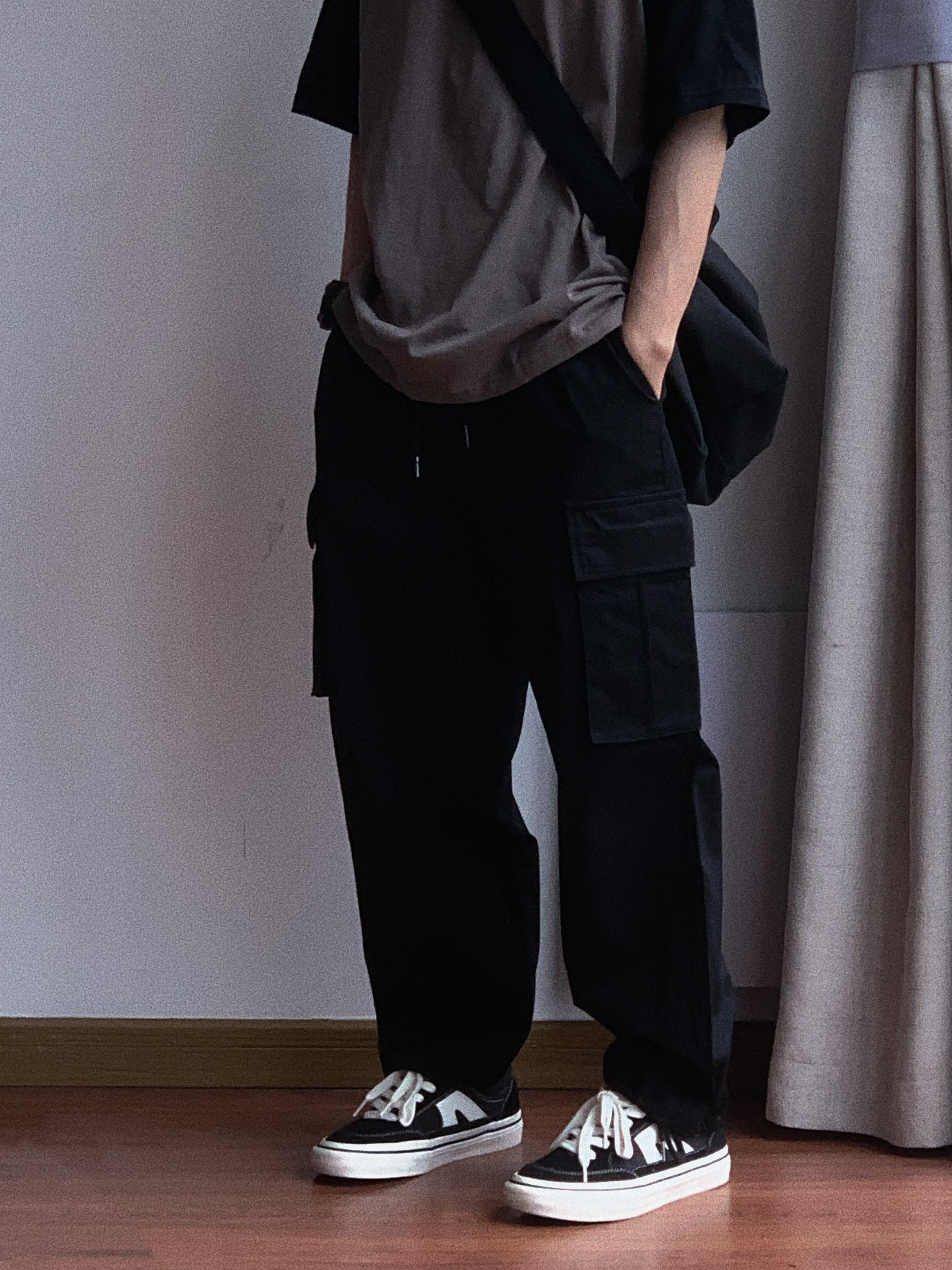 ワイドパンツ メンズ ユニセックス 多機能ポケット ワイドカーゴパンツ