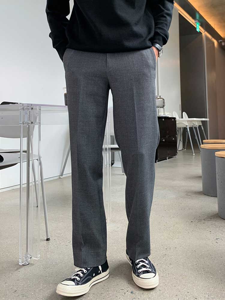 ワイドパンツ メンズ シンプル直線ストレートワイドスラックス