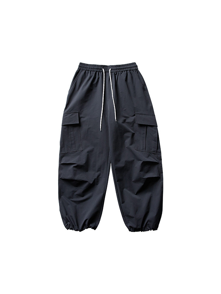 ワイドパンツ メンズ レトロ風マルチポケットワイドカーゴパンツ