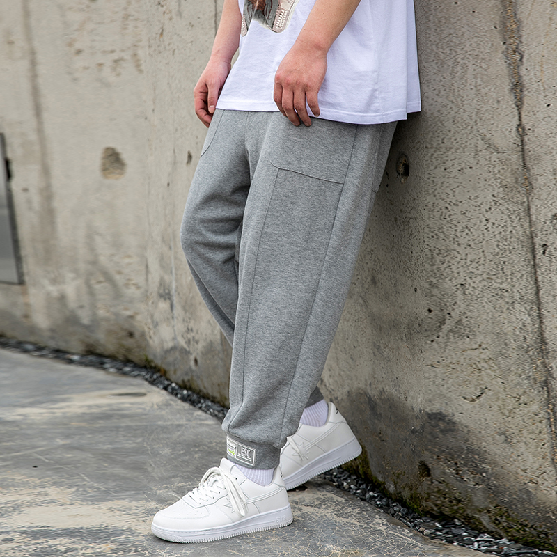 メンズワイドパンツ ゆったりシルエット裏毛素材多機能ポケット付きジョガーパンツ