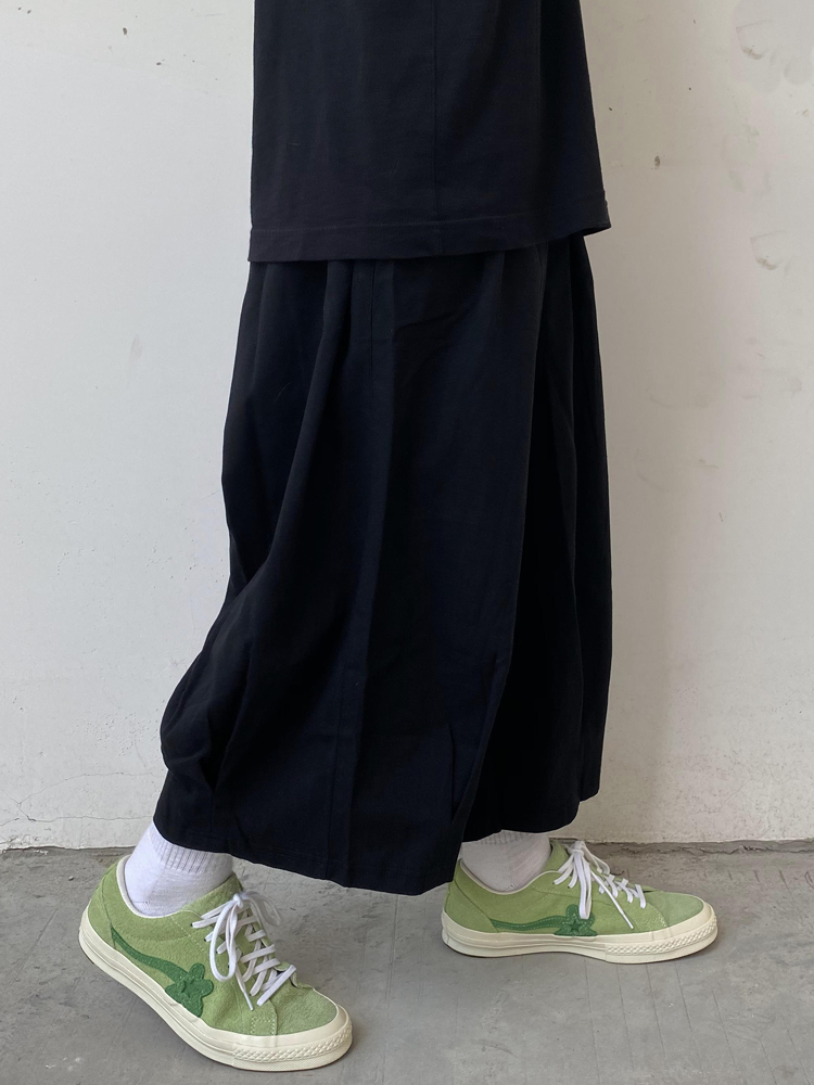 ワイドパンツ メンズ ゆったり八分丈カーゴワイドパンツ