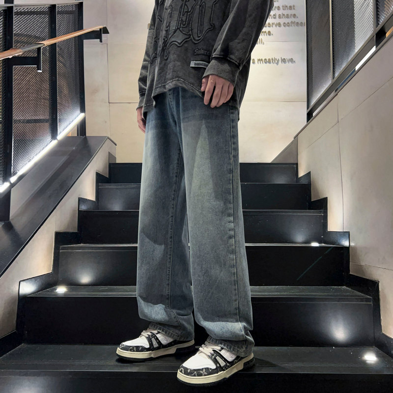 ワイドパンツ メンズ グラデーションストレートワイドデニム