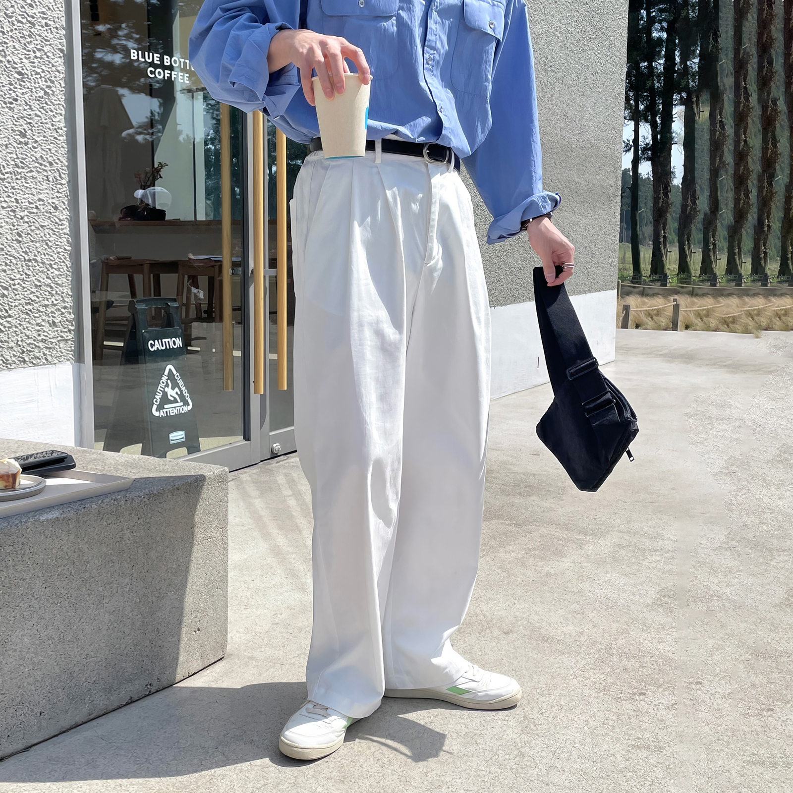 ワイドパンツ メンズ ダブルタック入り ワイドパンツ ストレート