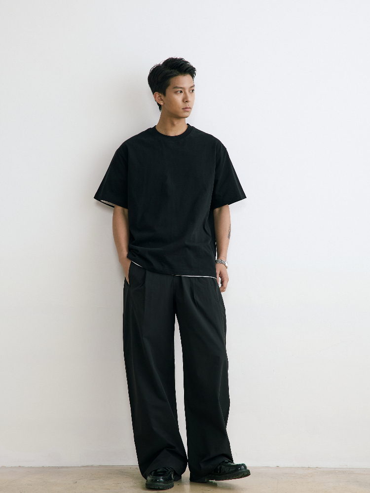 ワイドパンツ メンズ 涼感軽量ワイドスラックス