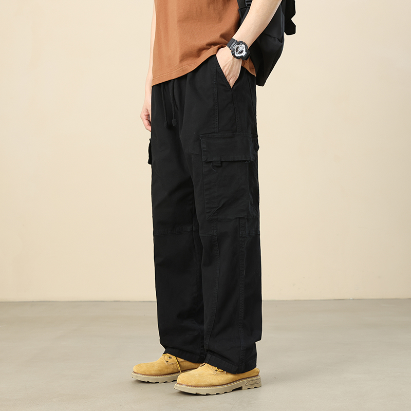 ワイドパンツ メンズ 綿100％ストレートワイドカーゴパンツ