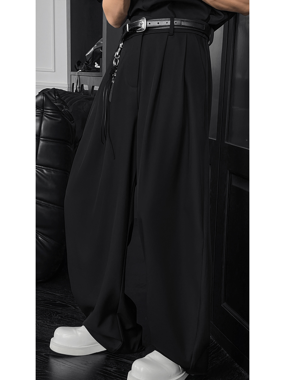 ワイドパンツ メンズ 洗練されたデザイン ドレープ感ワイドパンツ