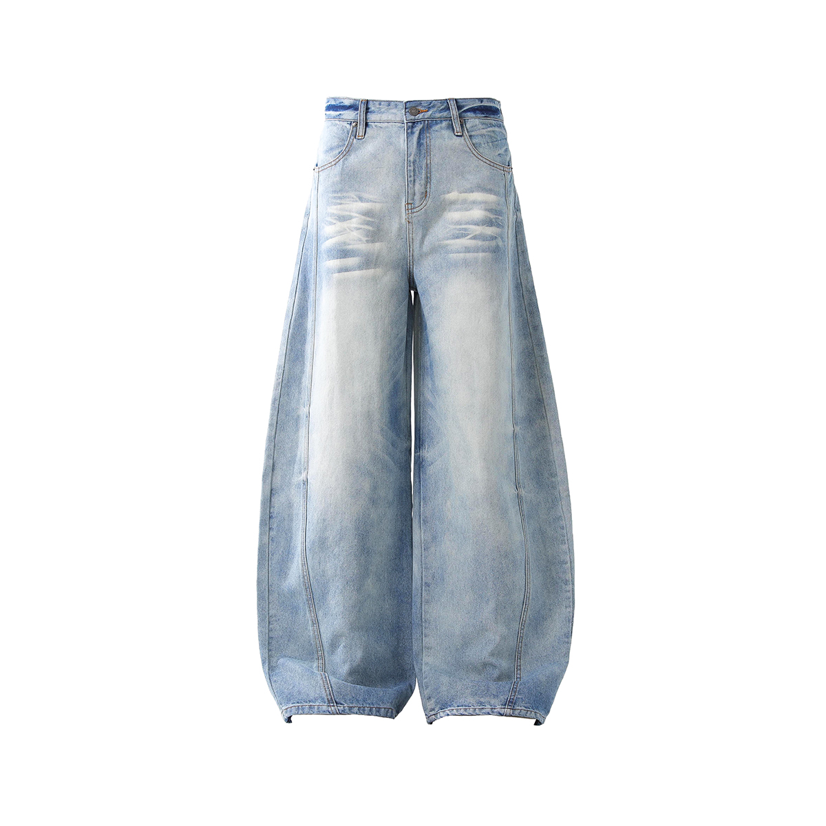ワイドパンツ メンズ ウォッシュ加工極太ワイドデニムパンツ