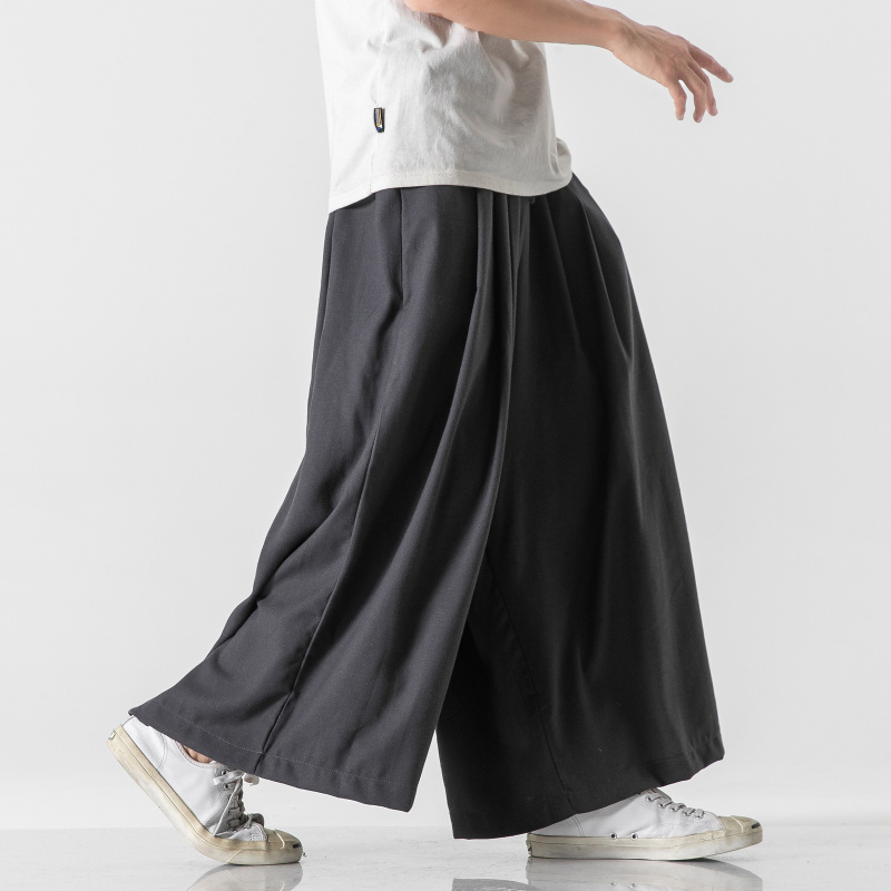 ワイドパンツ メンズ 麻混素材スカートパンツ ワイドパンツ
