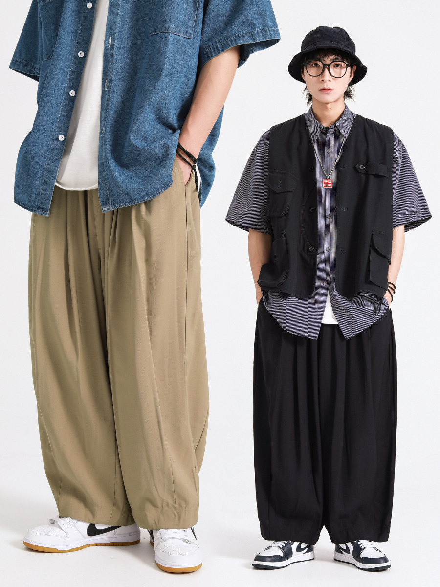 ワイドパンツ メンズ ゆったり九分丈ワイドカーゴパンツ