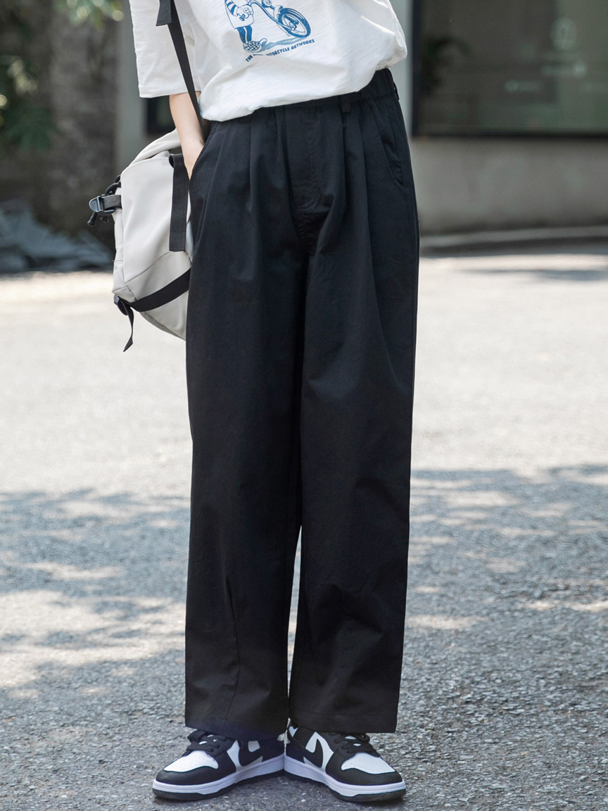 ワイドパンツ メンズ ゆったり高腰ストレートワイドパンツ