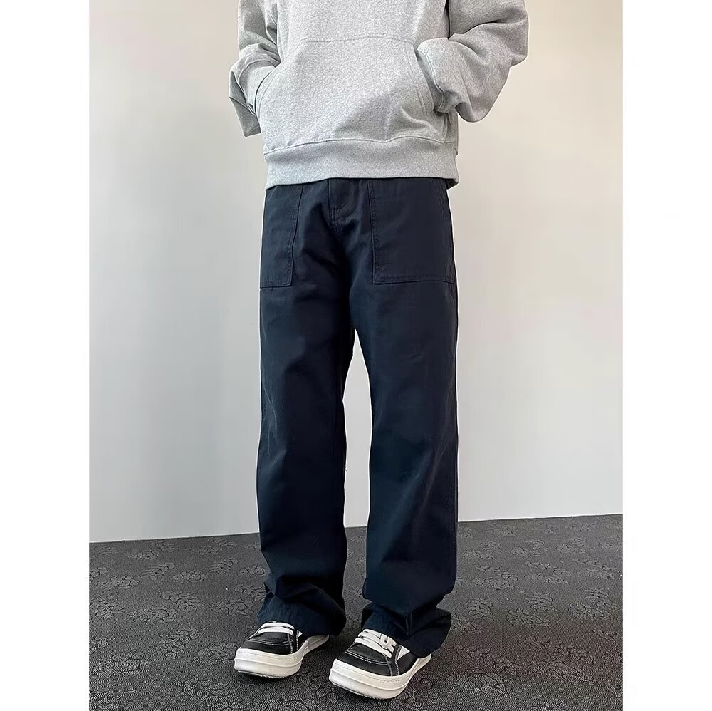 ワイドパンツ メンズ レトロ風ワークパンツ ワイドシルエット