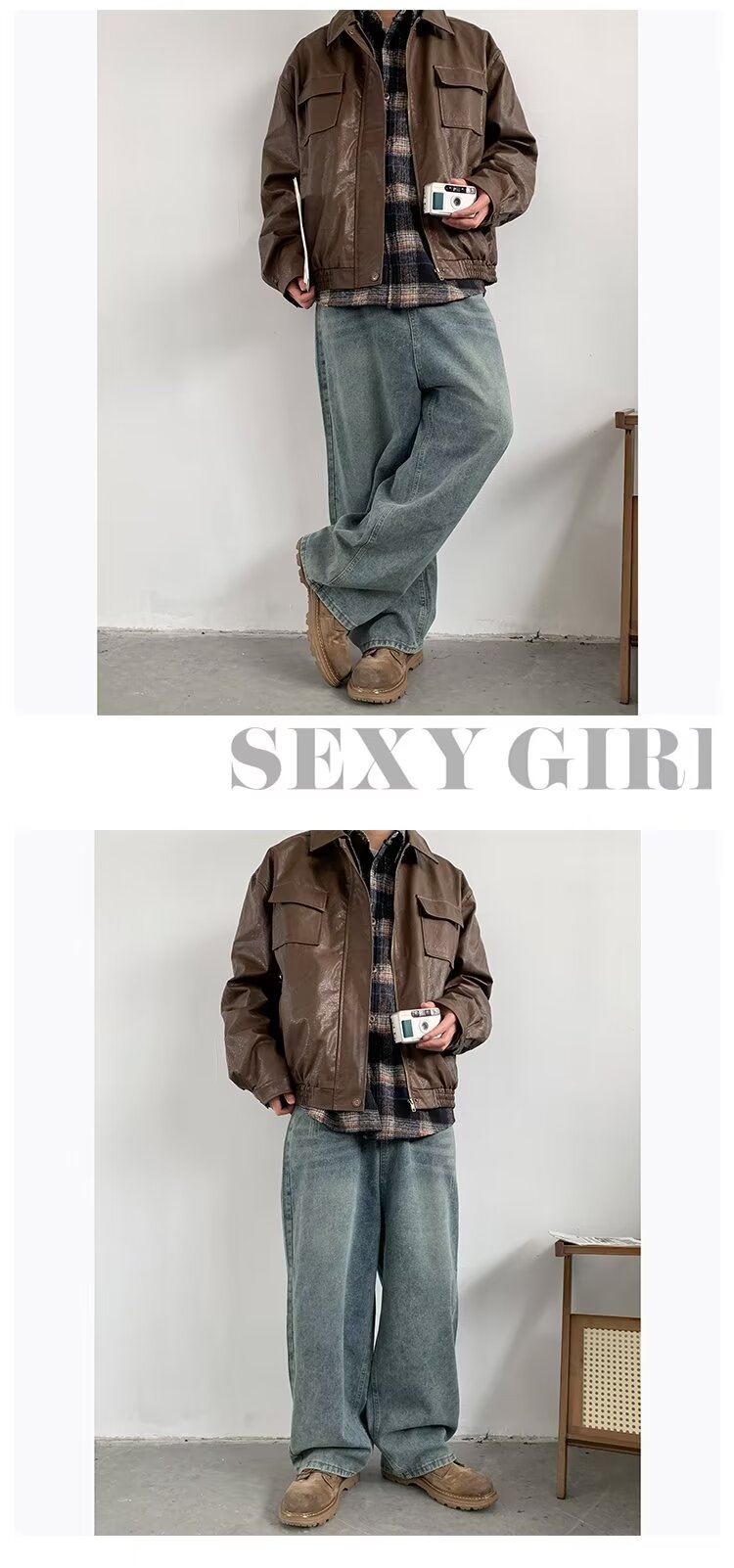ワイドパンツ メンズ ウォッシュ加工ウルトラワイドジーンズ