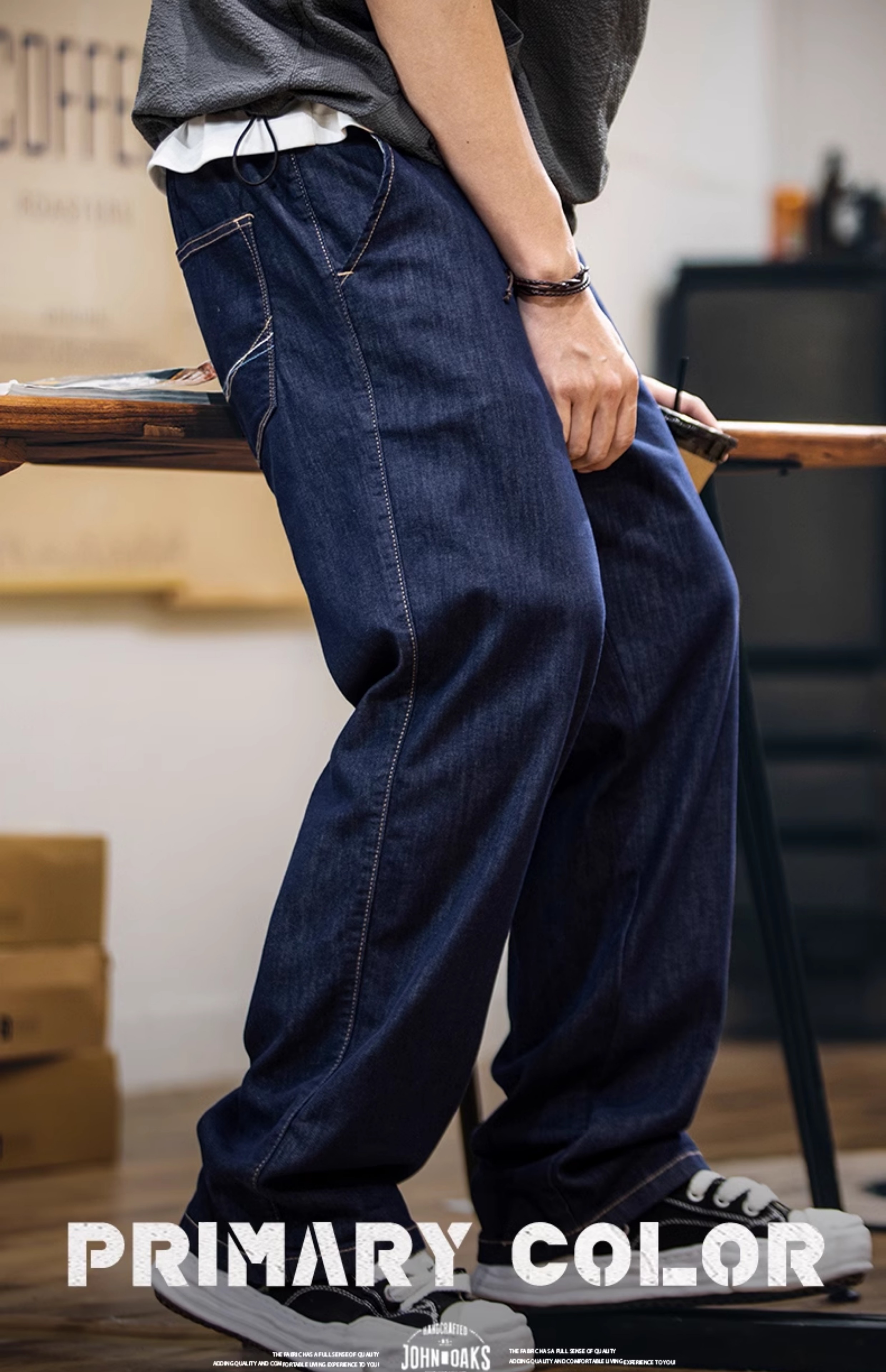 ワイドパンツ メンズ 桑蚕糸とミント繊維のワイドデニム