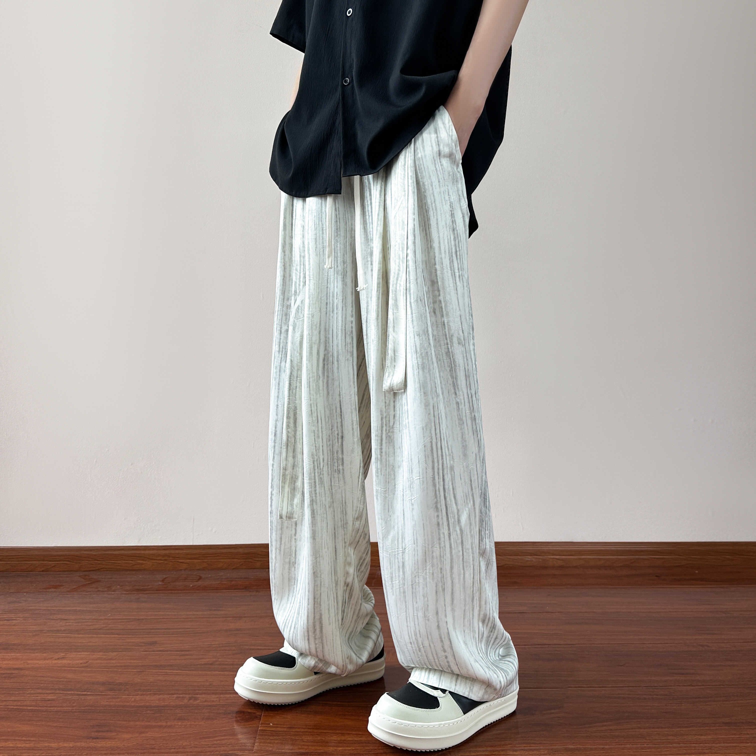 薄手ストレート ワイドパンツ メンズ
