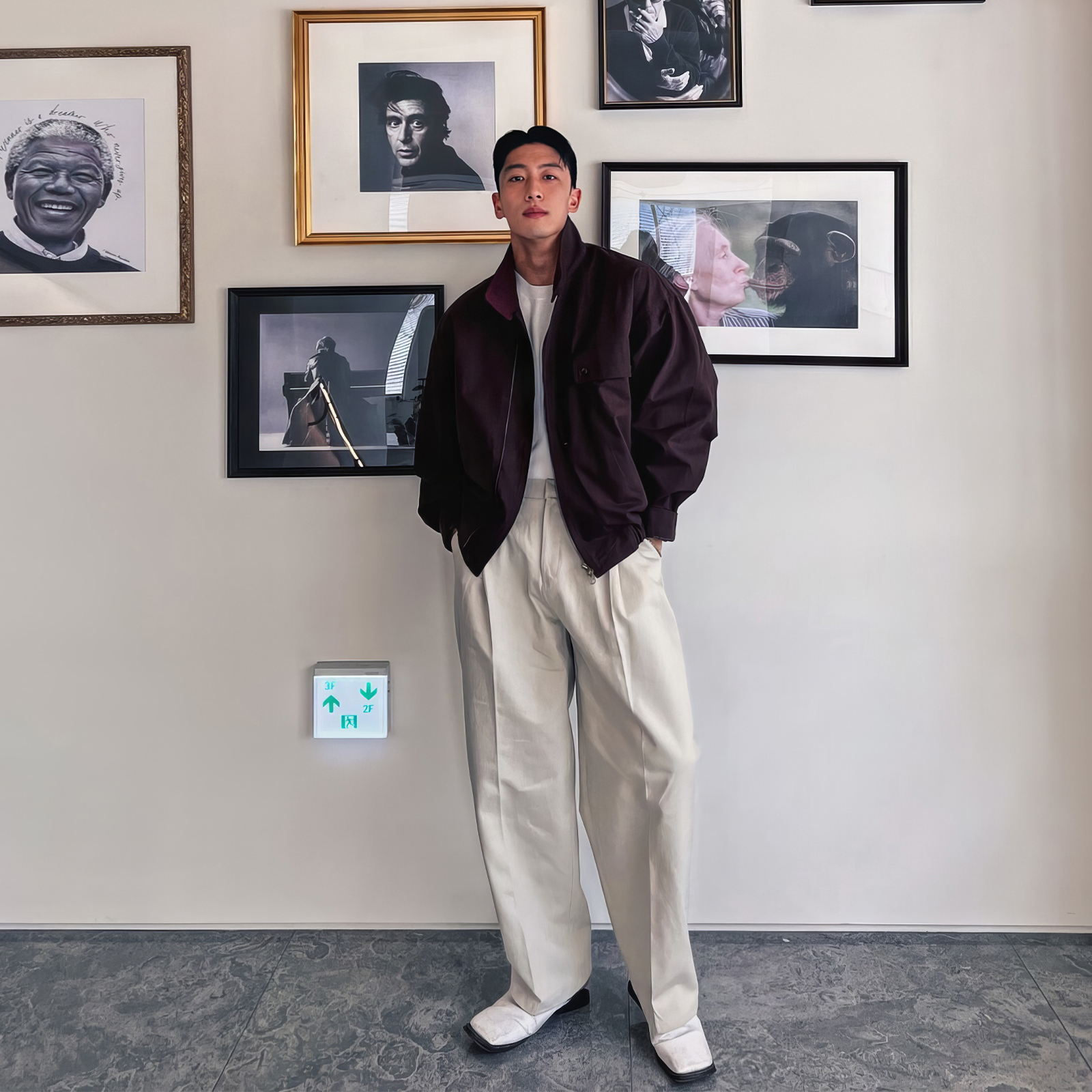 メンズワイドパンツ センタープレス入りゆったりシルエットスラックス