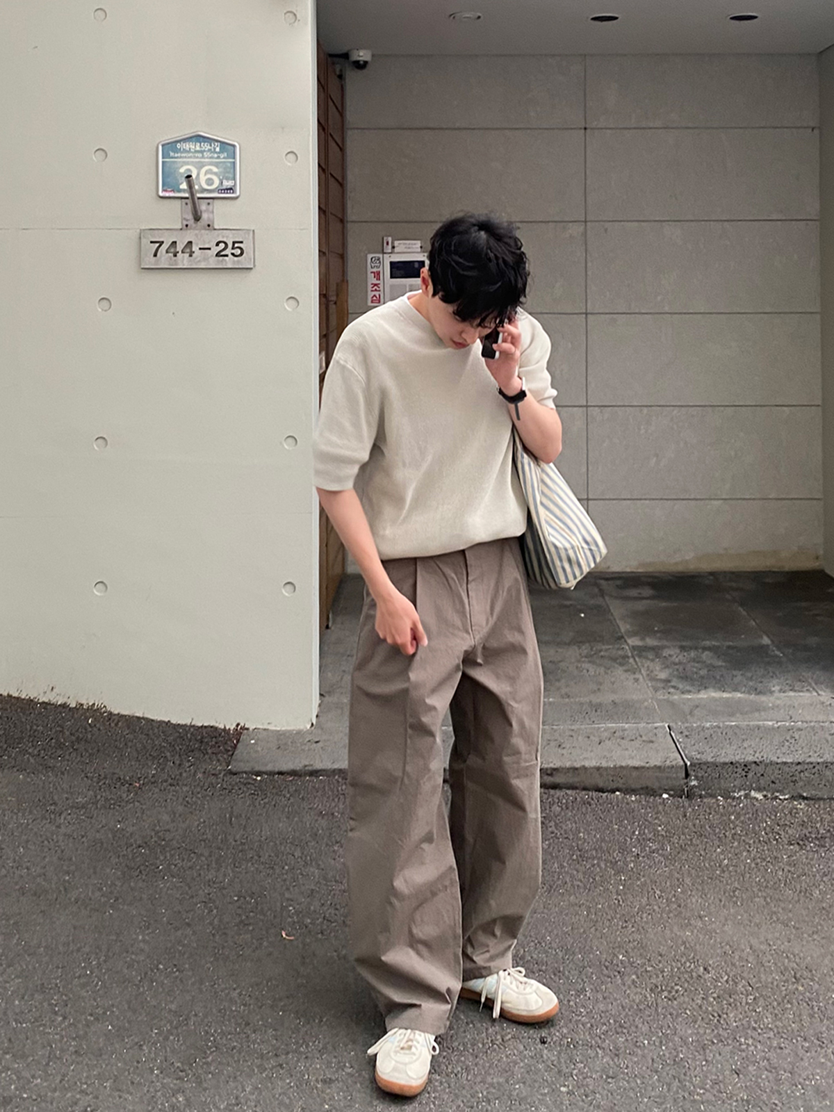 ストレートシルエット ワイドパンツ メンズ