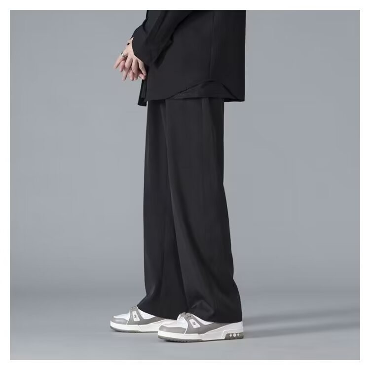 ワイドパンツ メンズ シルキータッチ ストレートワイドパンツ