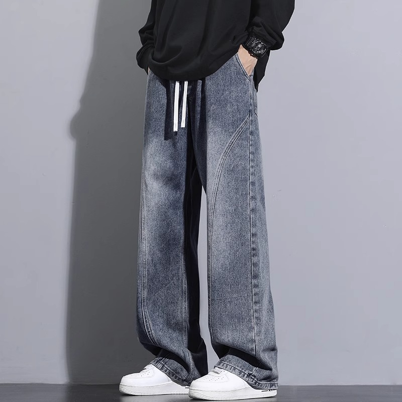 ワイドパンツ メンズ レトロワイドストレートジーンズ
