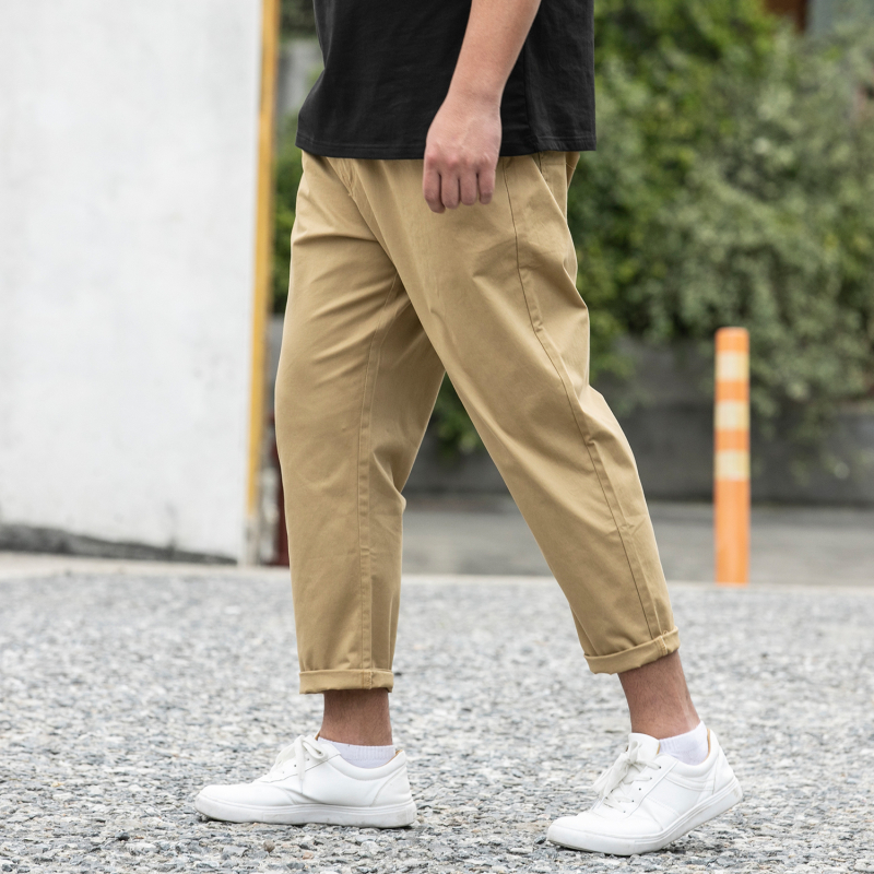 ワイドパンツ メンズ 綿100％ゆったりワイドパンツ 九分丈
