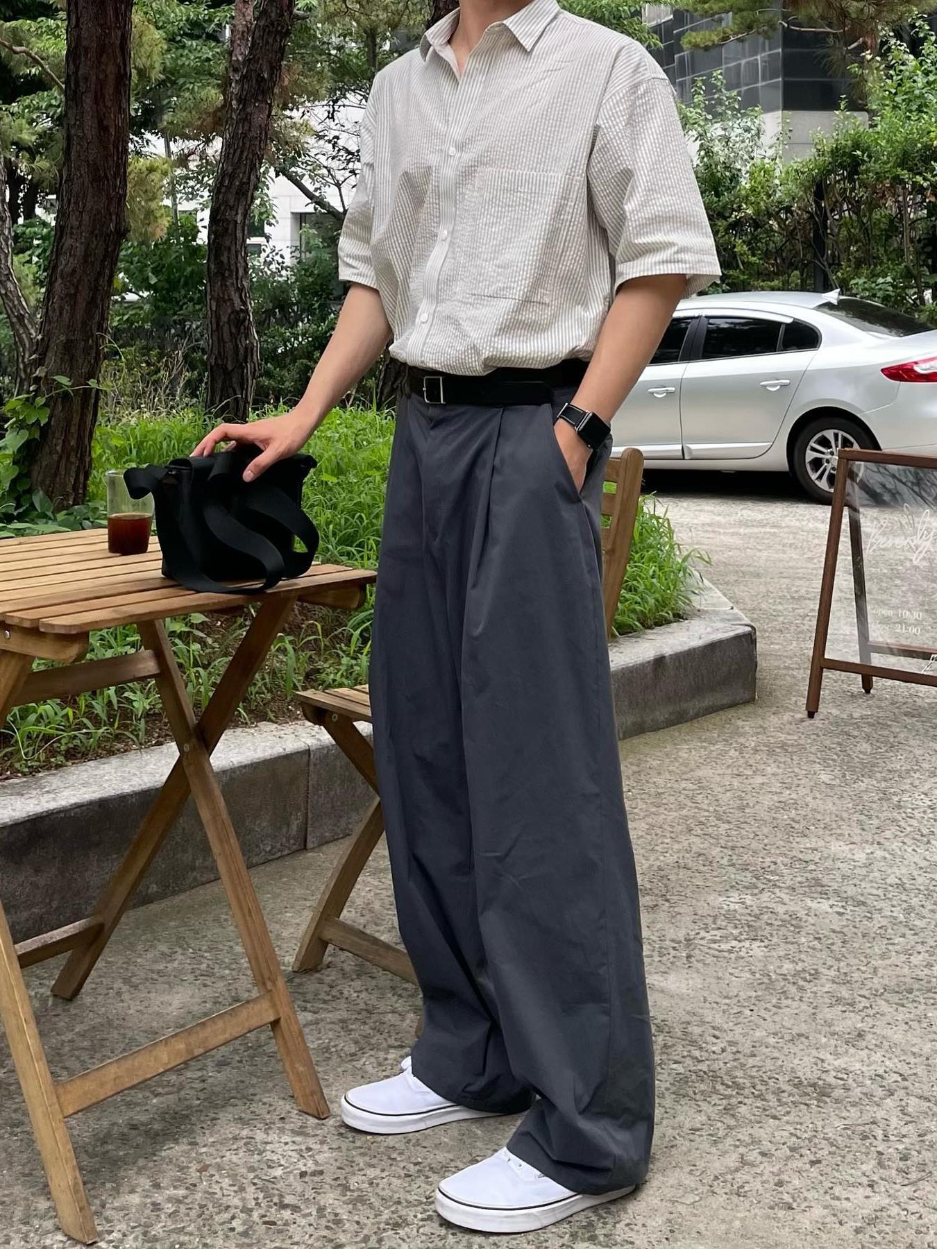 ワイドパンツ メンズ ゆったりシルエット ロング丈スラックス