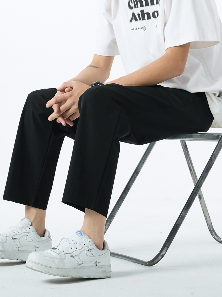 ワイドパンツ メンズ ドローコード快適ストレートワイドパンツ
