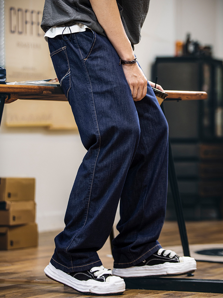ワイドパンツ メンズ 桑蚕糸とミント繊維のワイドデニム