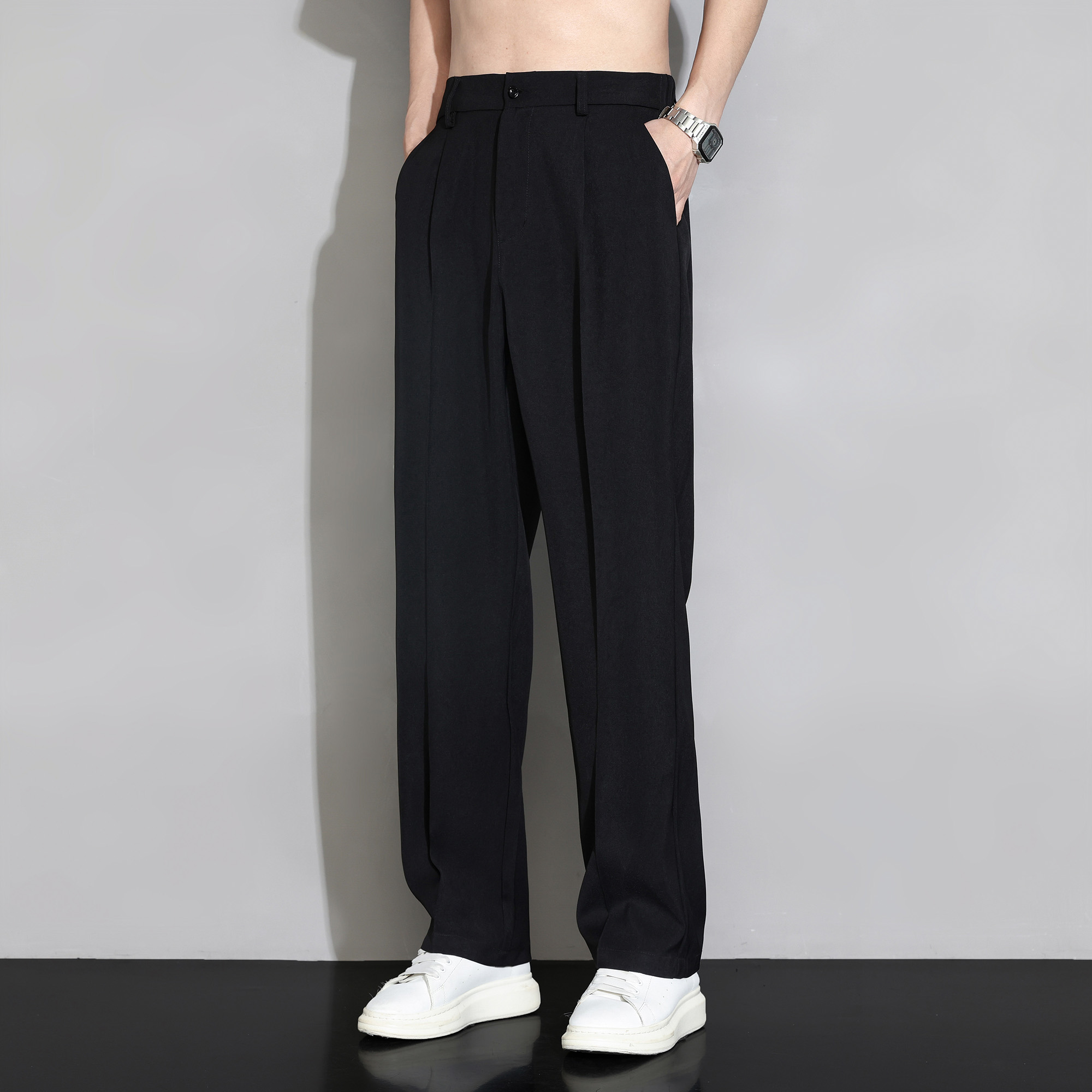 ワイドパンツ メンズ シルキータッチ ワイドスラックス