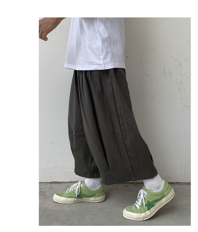 ワイドパンツ メンズ ゆったり八分丈カーゴワイドパンツ