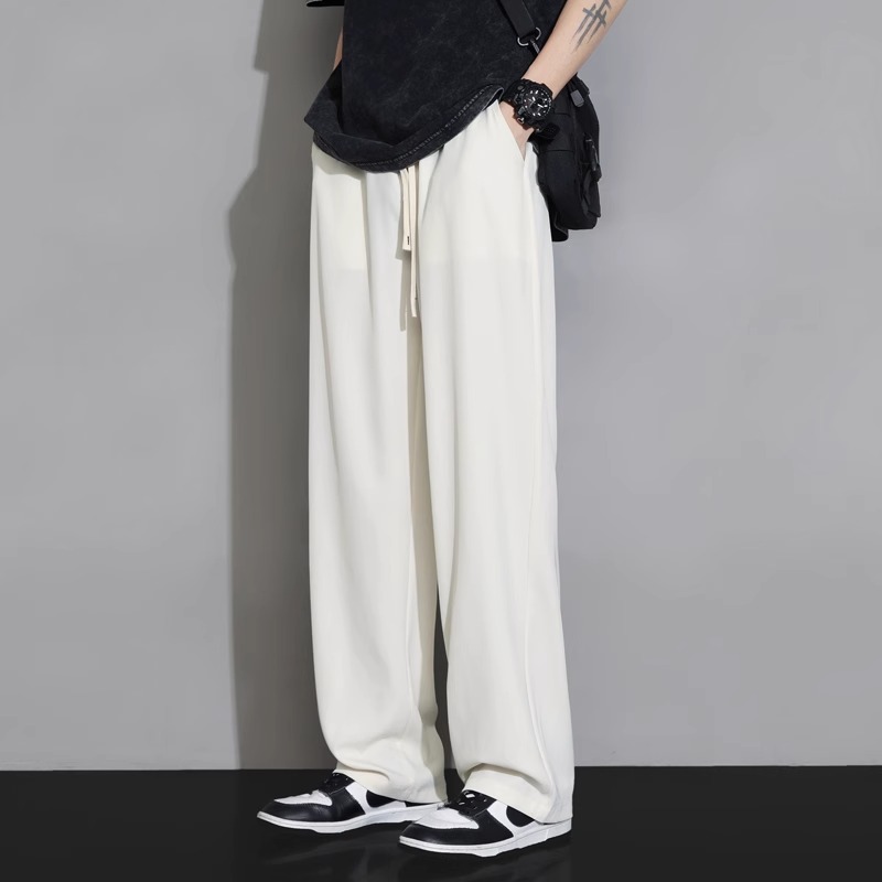 ワイドパンツ メンズ シルクタッチストレート ワイドパンツ