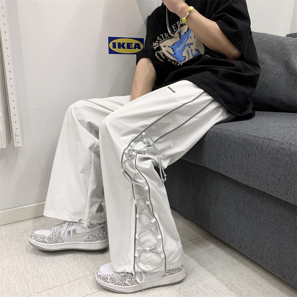 ワイドパンツ メンズ サイドラインデザイン ゆったりカーゴパンツ