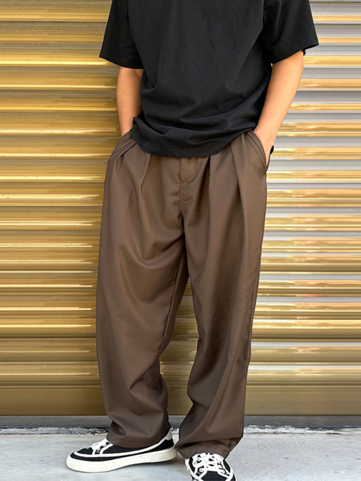 ワイドパンツ メンズ 上質感ワイドハレムスラックス