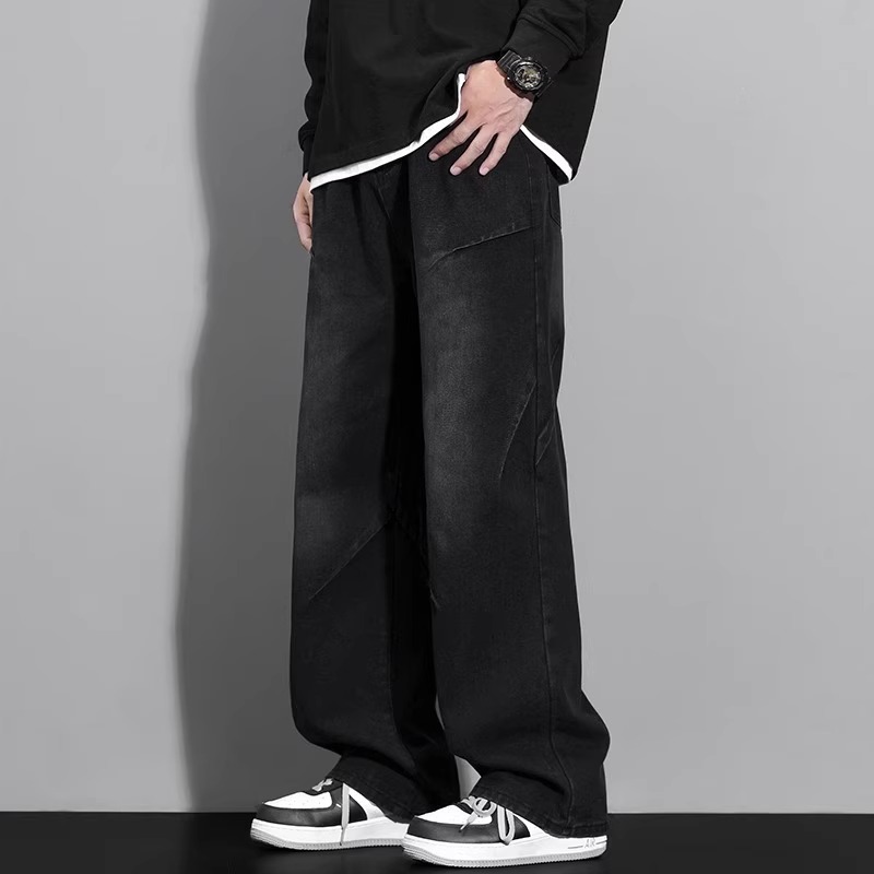 ワイドパンツ メンズ レトロワイドストレートジーンズ