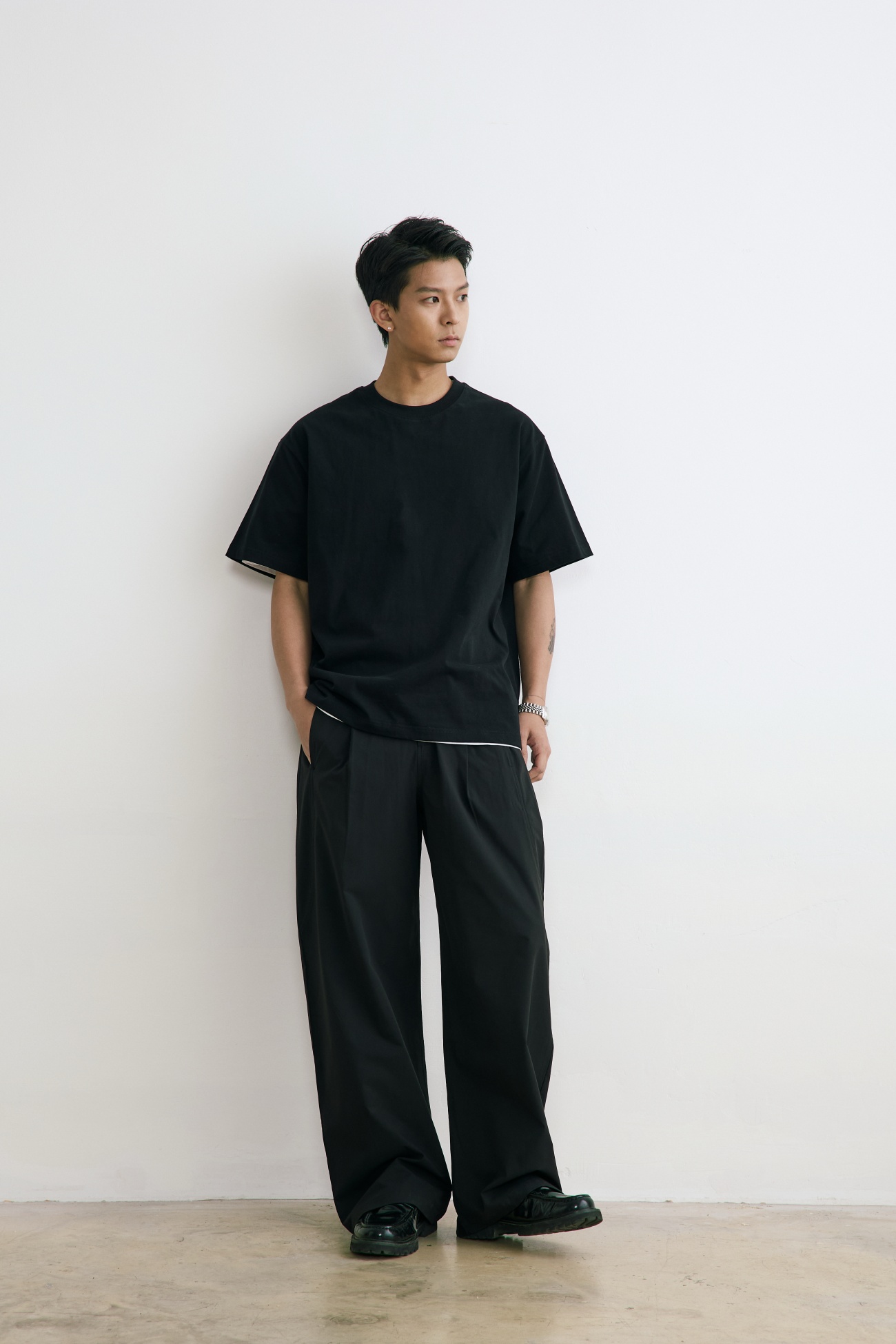 ワイドパンツ メンズ 涼感軽量ワイドスラックス