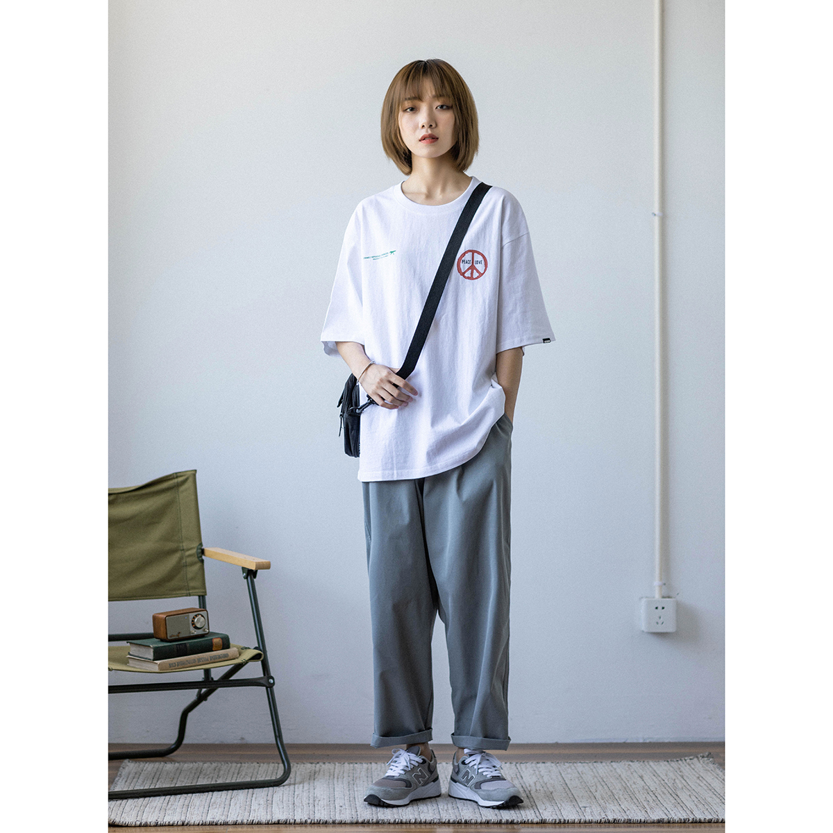 ワイドパンツ メンズ 薄手ストレート九分丈ワイドパンツ