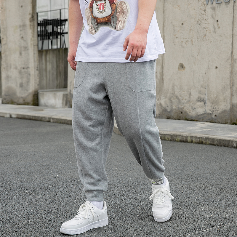 メンズワイドパンツ ゆったりシルエット裏毛素材多機能ポケット付きジョガーパンツ