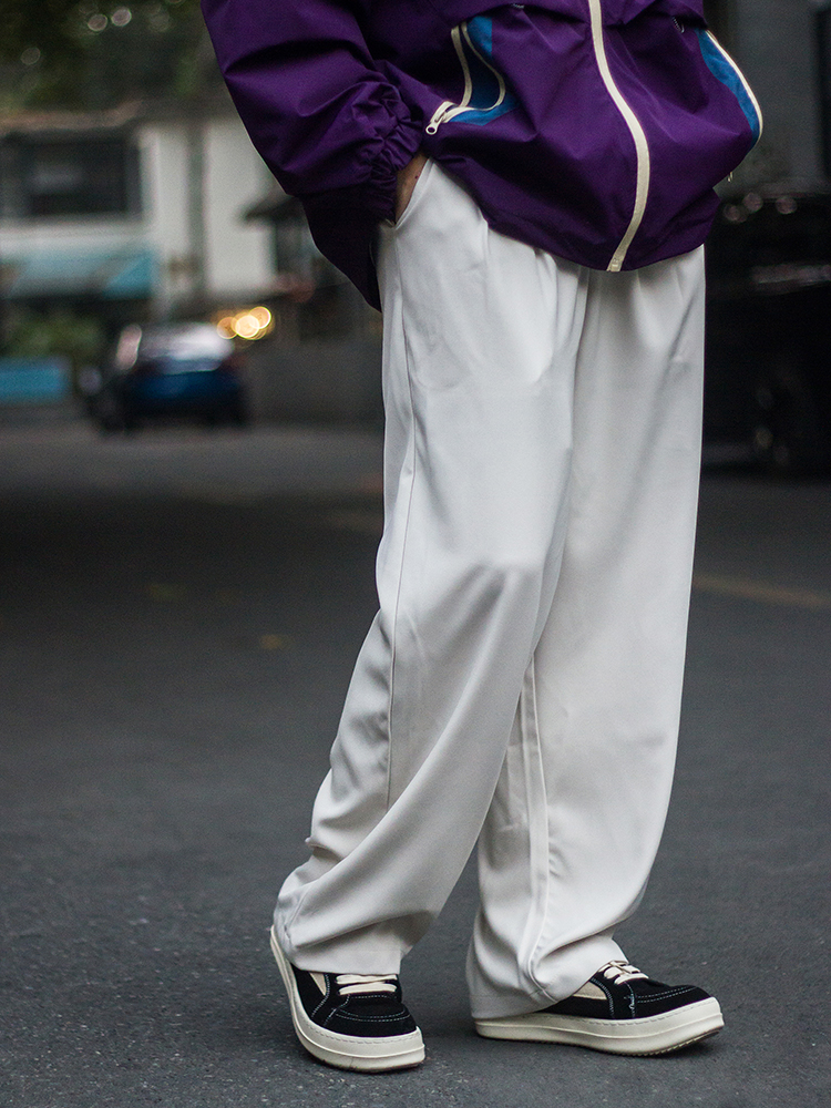ワイドパンツ メンズ ドレープ感ストレートワイドパンツ