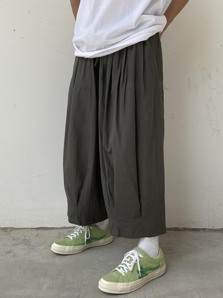 ワイドパンツ メンズ ゆったり八分丈カーゴワイドパンツ