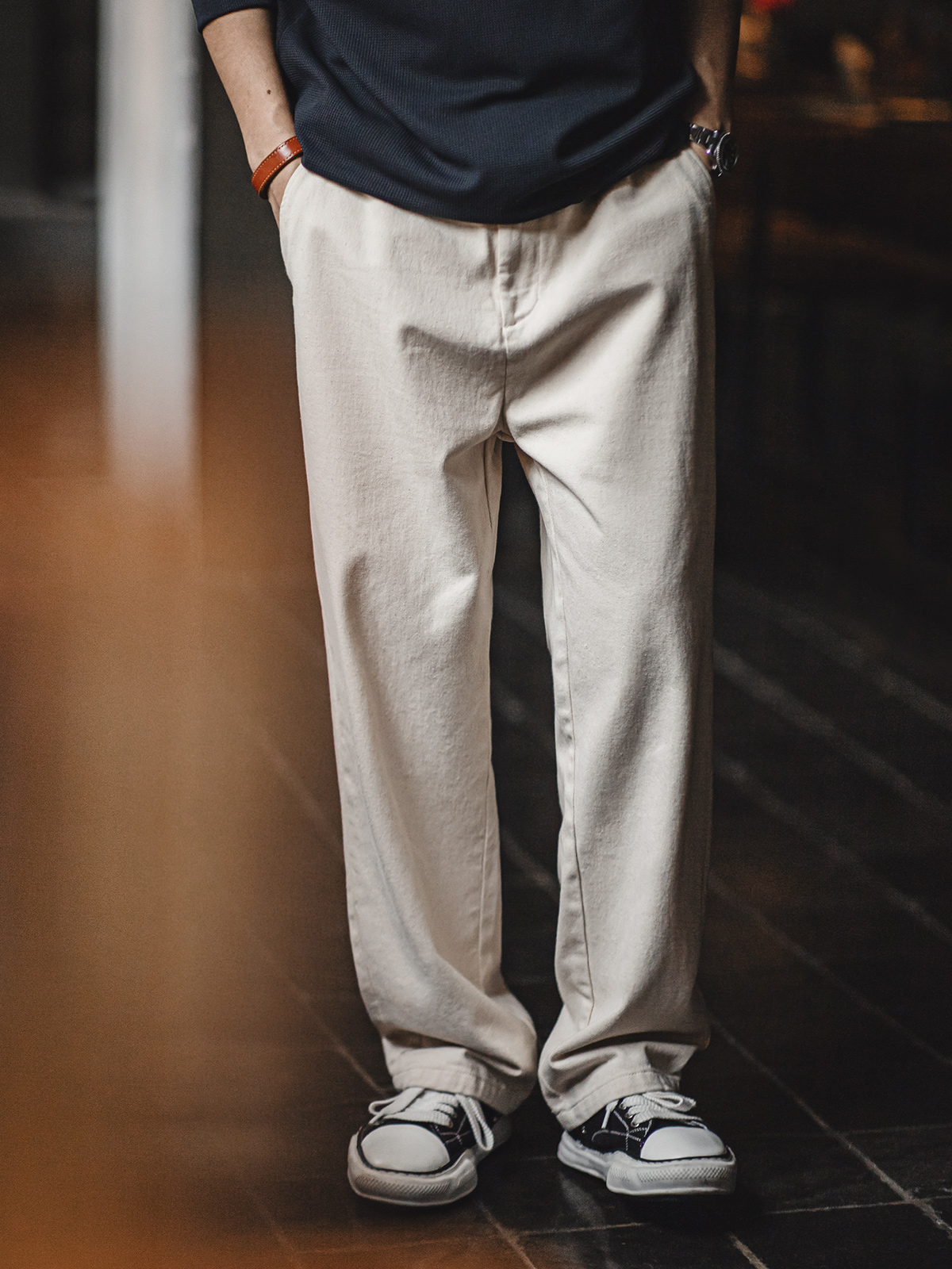 ワイドパンツ メンズ レトロテイスト ワイドデニムパンツ
