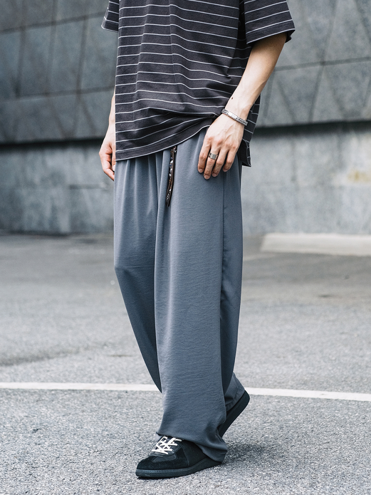 ワイドパンツ メンズ 超軽量ドレープ素材ワイドパンツ