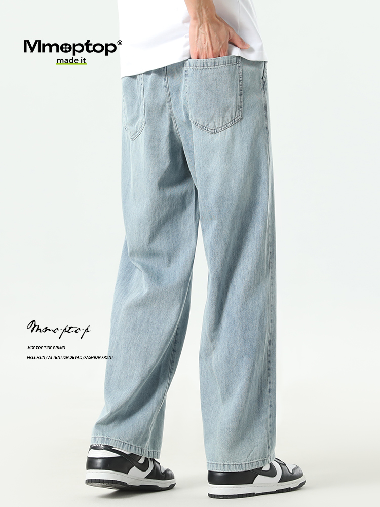 ワイドパンツ メンズ テンセル素材ストレートワイドジーンズ