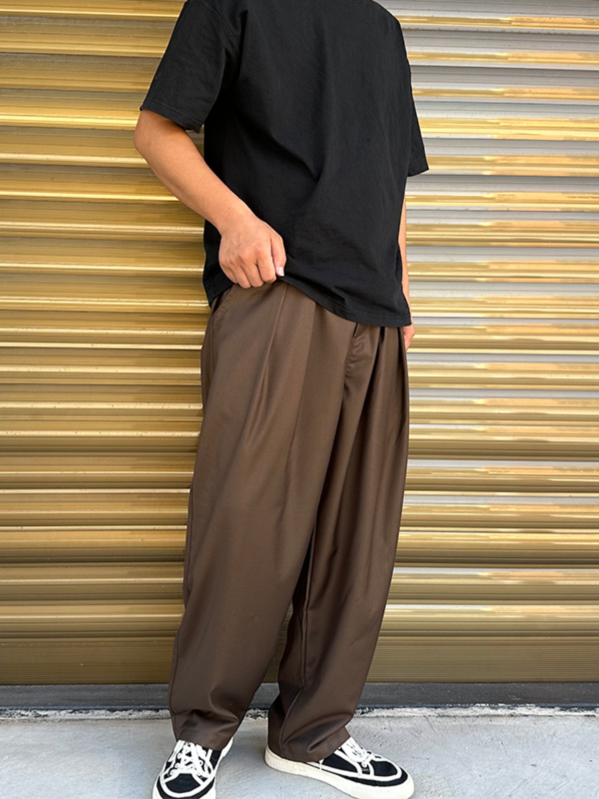 ワイドパンツ メンズ 上質感ワイドハレムスラックス