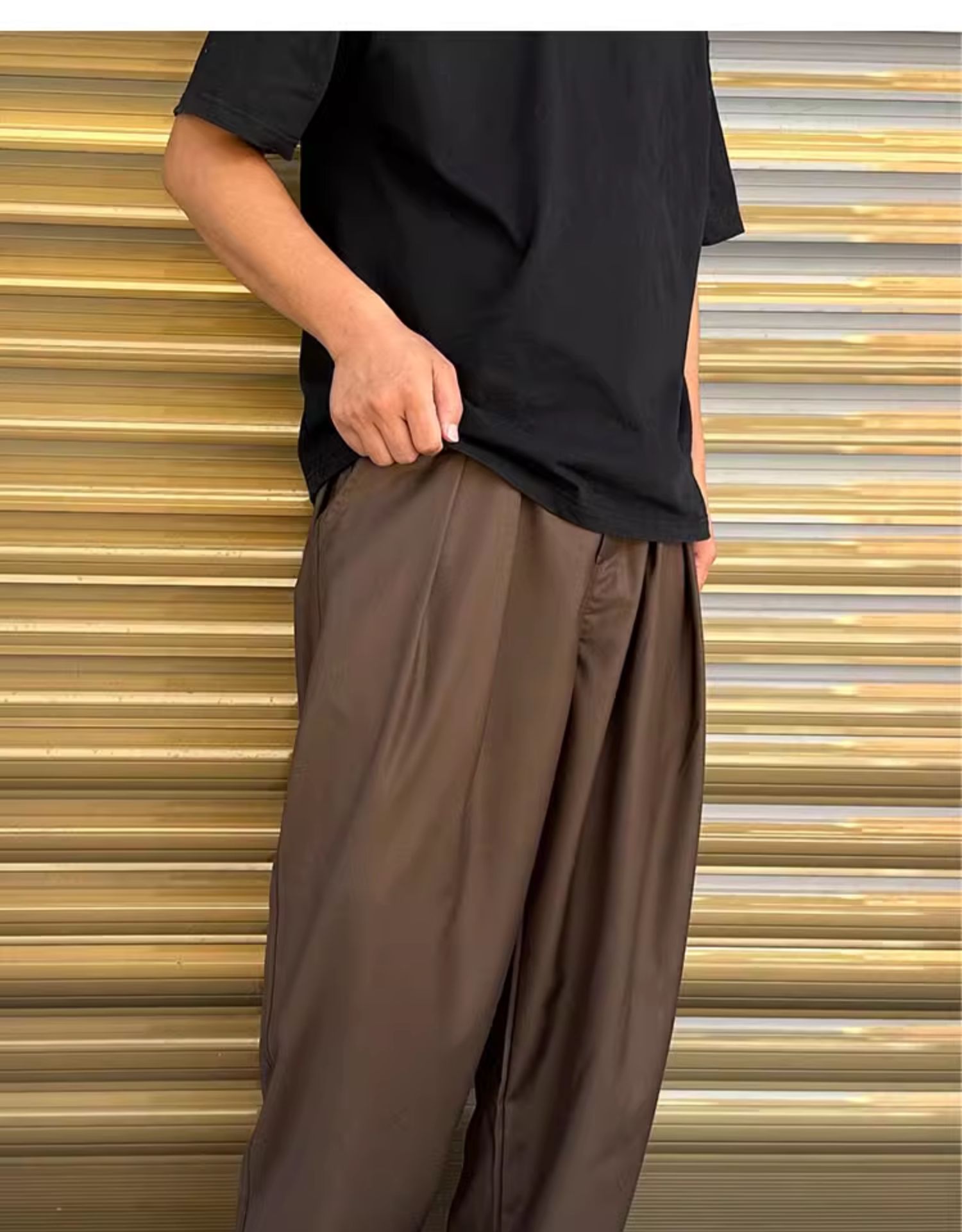 ワイドパンツ メンズ 上質感ワイドハレムスラックス