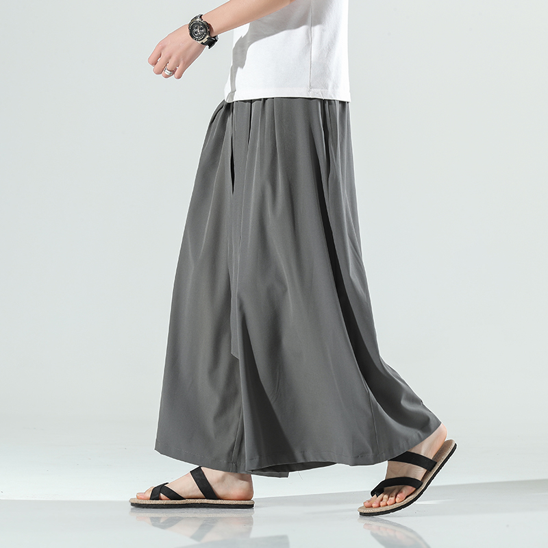 ワイドパンツ メンズ 和風ワイドレッグ九分丈パンツ