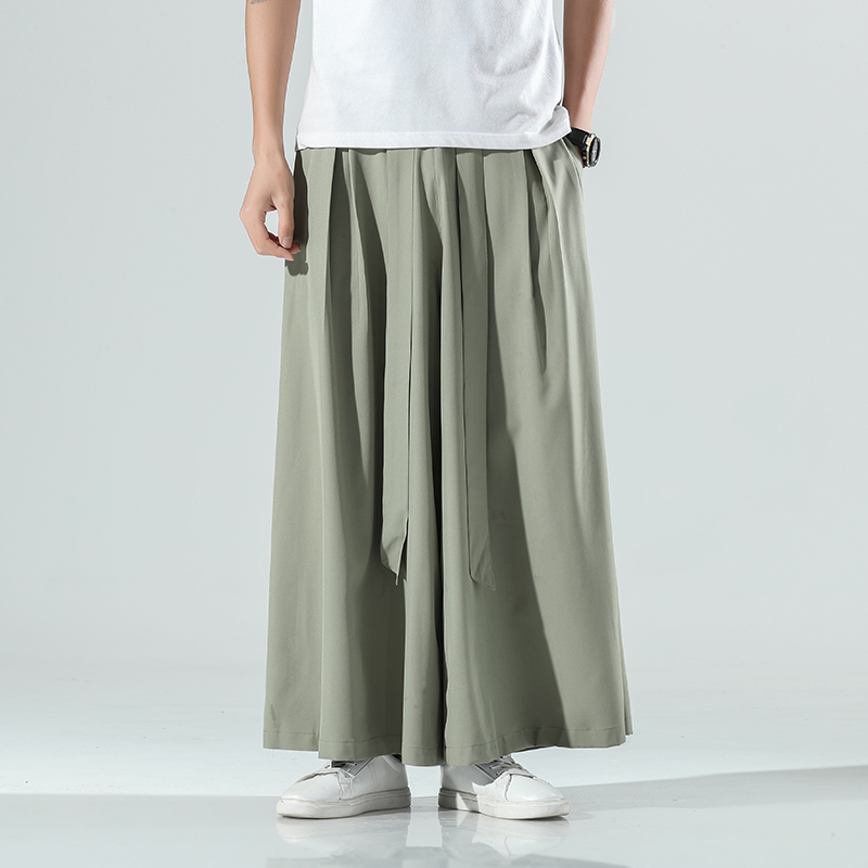 ワイドパンツ メンズ 和風ワイドレッグ九分丈パンツ