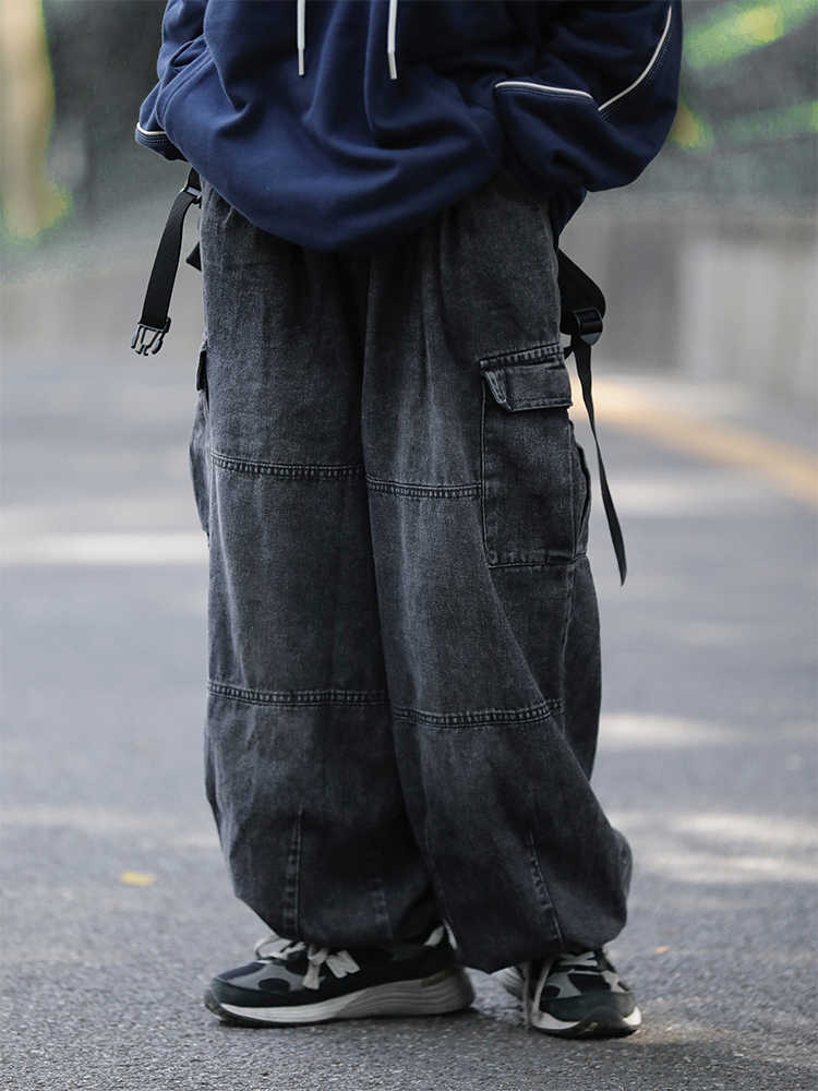 ワイドパンツ メンズ ヴィンテージ加工ワイドカーゴパンツ