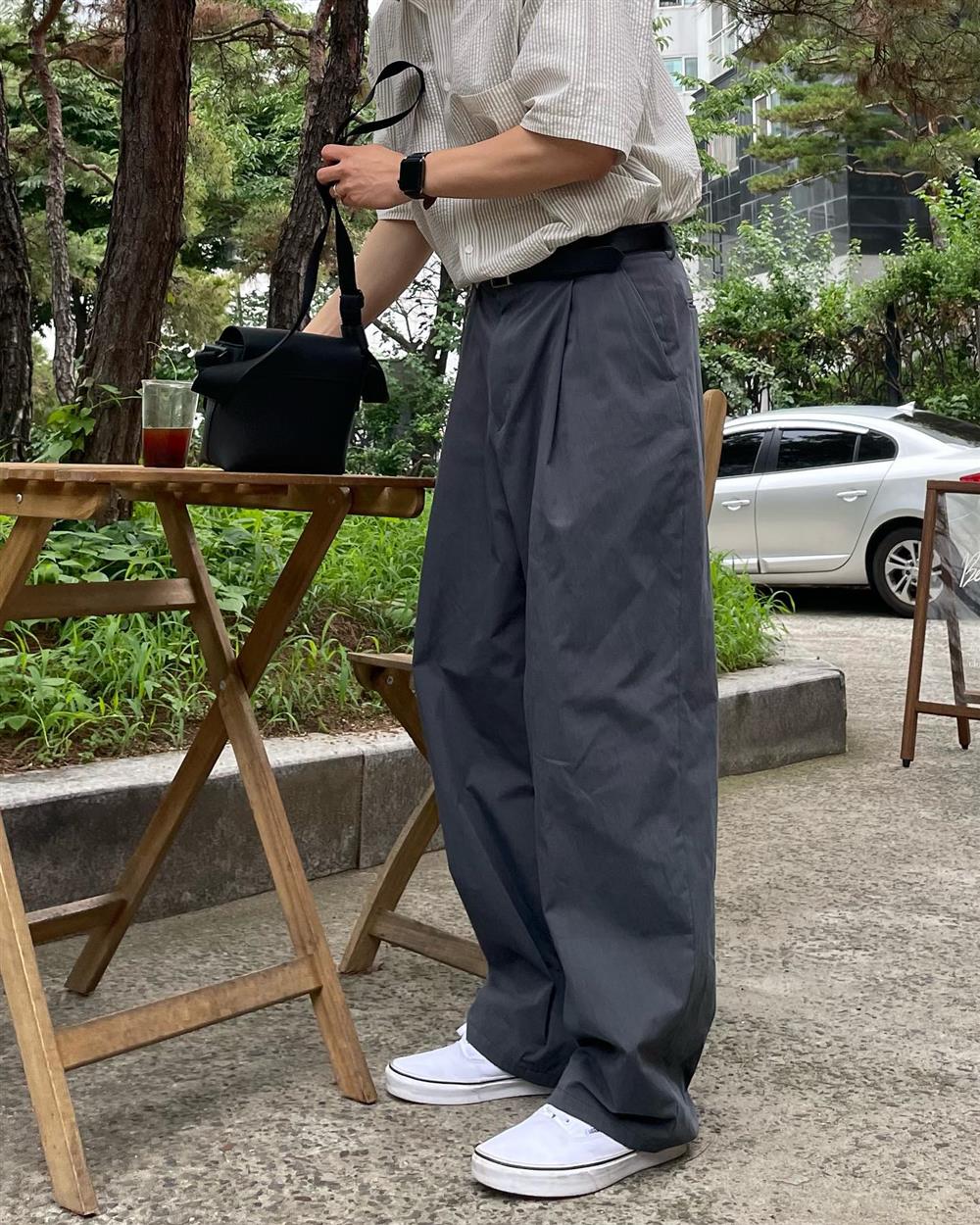 ワイドパンツ メンズ ゆったりシルエット ロング丈スラックス