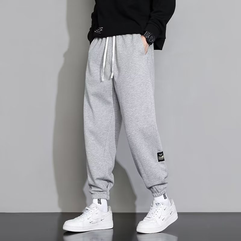 メンズワイドパンツ ゆったりシルエット裾絞りスウェットパンツ